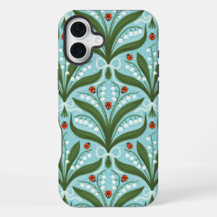 Lelie van de vallei en lieveheersbeestjes symmetri iPhone 16 plus hoesje