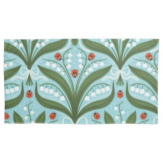 Lelie van de vallei en lieveheersbeestjes symmetri kussensloop (Voorkant-Links)