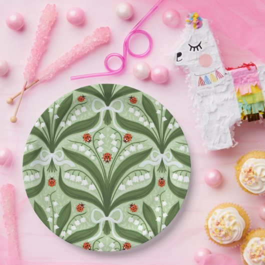 Lelie van de vallei en lieveheersbeestjes symmetri papieren bordje (Feest)