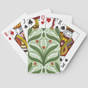 Lelie van de vallei en lieveheersbeestjes symmetri pokerkaarten