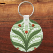 Lelie van de vallei en lieveheersbeestjes symmetri sleutelhanger (Voorkant)