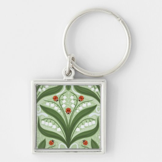Lelie van de vallei en lieveheersbeestjes symmetri sleutelhanger (Voorkant)