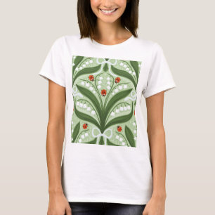 Lelie van de vallei en lieveheersbeestjes symmetri t-shirt
