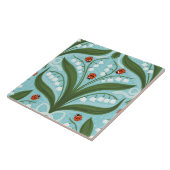 Lelie van de vallei en lieveheersbeestjes symmetri tegeltje (Zijkant)