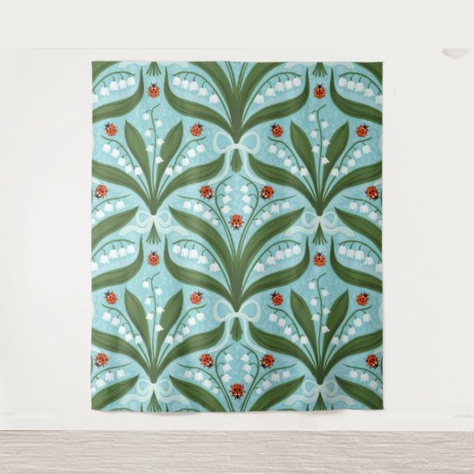 Lelie van de vallei en lieveheersbeestjes symmetri wandkleed (Voorkant)