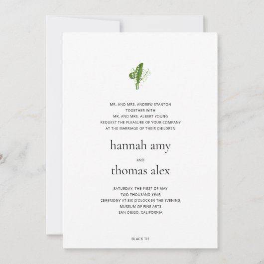 Lelie van de vallei Formele niet-traditionele brui Kaart (Voorkant)