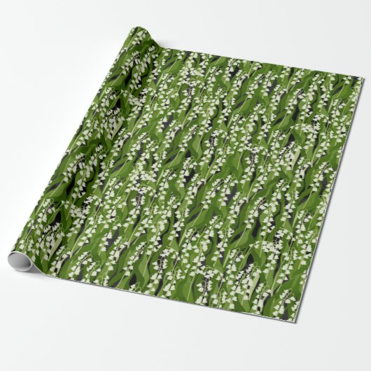 Lelie van de vallei groen cadeaupapier (Uitgerold)