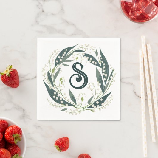 Lelie van de Vallei Initiaal Bloemenkrans Servet (Insitu)