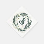 Lelie van de Vallei Initiaal Bloemenkrans Servet (Hoek)