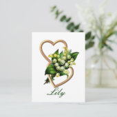 Lelie van de vallei met twee harten briefkaart (Staand voorkant)