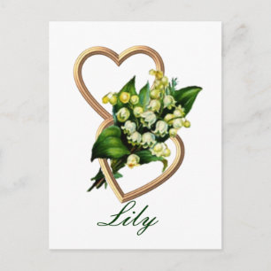 Lelie van de vallei met twee harten briefkaart