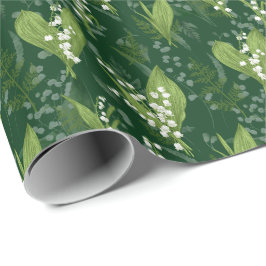 Lelie van de vallei met varens | Dark Green Cadeaupapier