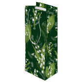 Lelie van de vallei met varens | Dark Green Wijn Cadeautas (Achterkant Gekanteld)