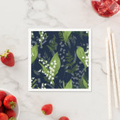 Lelie van de vallei met varens | Donkerblauwe serv Servet (Insitu)