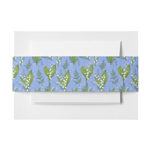 Lelie van de vallei met varens | Middelblauw Uitnodigingen Wikkel (Voorkant Voorbeeld)