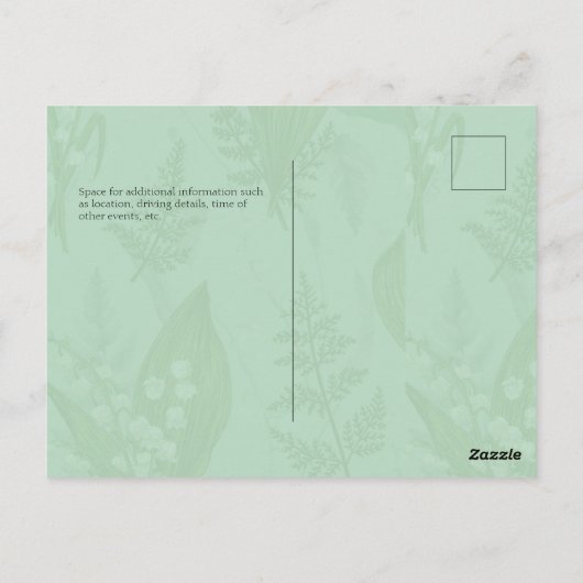 Lelie van de vallei met varens | Sage Green Custom Briefkaart (Achterkant)