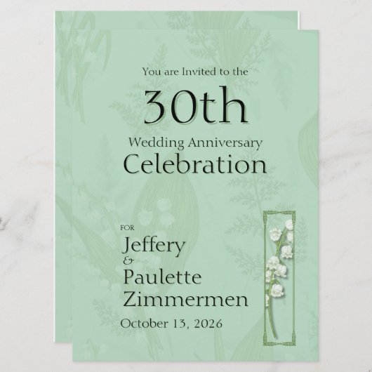 Lelie van de vallei met varens | Sage Green Custom Kaart (Voorkant / Achterkant)