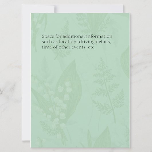 Lelie van de vallei met varens | Sage Green Custom Kaart (Achterkant)