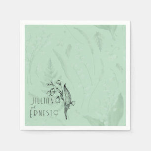 Lelie van de vallei met varens   Zacht Groen Aange Servet