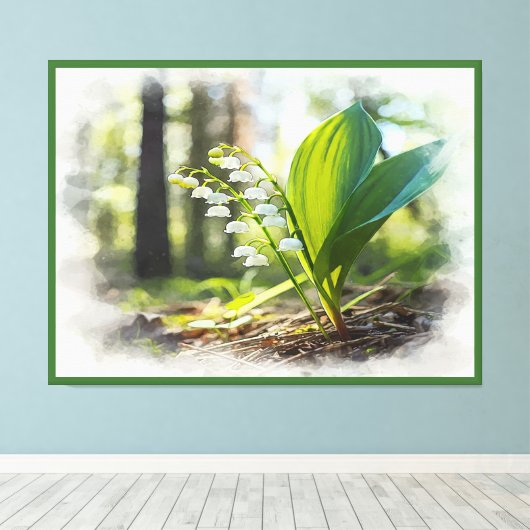 Lelie van de vallei Nationale bloem Finland | Canvas Afdruk (Insitu (Houten vloer))