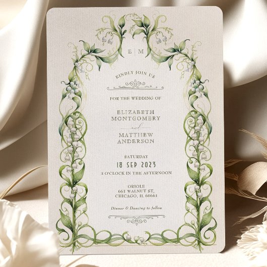 Lelie van de Vallei Royal Victoriaans bruiloft Kaart