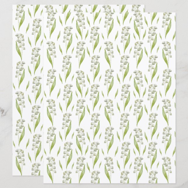 Lelie van de Vallei Scrapbook Paper (Voorkant / Achterkant)