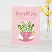 Lelie van de Vallei Teacup 15e Verjaardag Dochter Kaart (Gele Bloem)