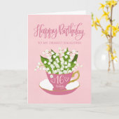Lelie van de Vallei Teacup 16e Verjaardag Dochter Kaart (Gele Bloem)