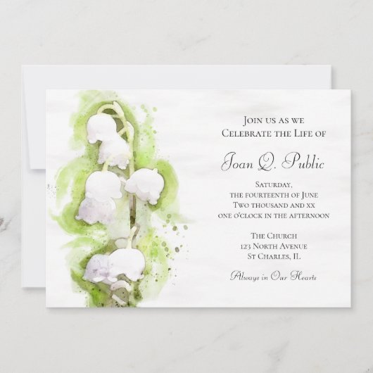 Lelie van de Vallei Viering van het Leven Memorial Kaart (Voorkant)