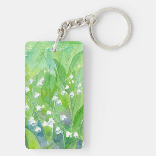 Lelie van de Vallei Waterverf schilderij Monogram Sleutelhanger (achterkant)