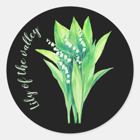 Lelie van de vallei wilde bloemen ronde sticker (Voorkant)