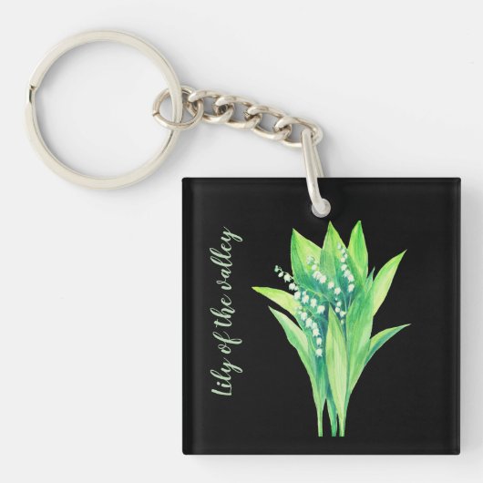 Lelie van de vallei wilde bloemen sleutelhanger (voorkant)