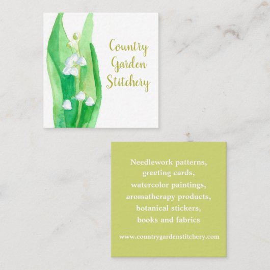 Lelie van de Valley Botanical Waterverf Flower Vierkante Visitekaartje (Voorkant / Achterkant)