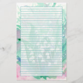 Lelie van de Valley Waterverf Flowers Green Lined Briefpapier (Voorkant)