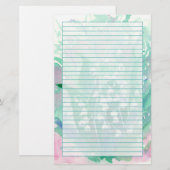 Lelie van de Valley Waterverf Flowers Green Lined Briefpapier (Voorkant / Achterkant)