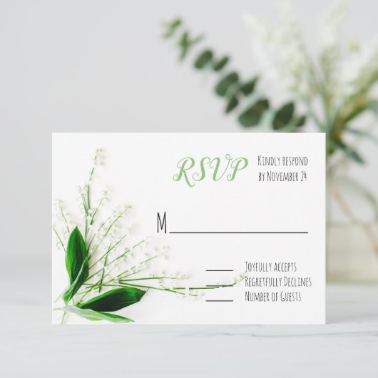 lelie van het dal Wedding RSVP (Staand voorkant)