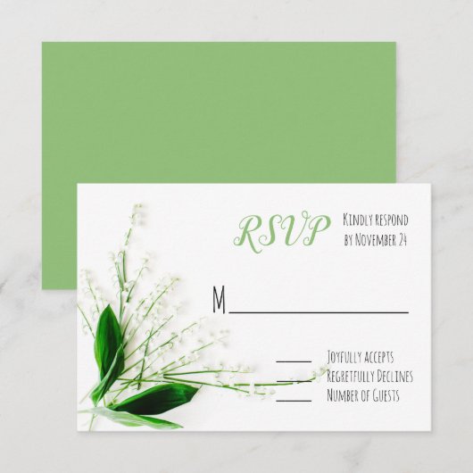 lelie van het dal Wedding RSVP (Voorkant / Achterkant)