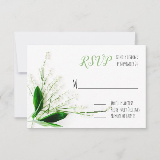 lelie van het dal Wedding RSVP Kaartje (Voorkant)