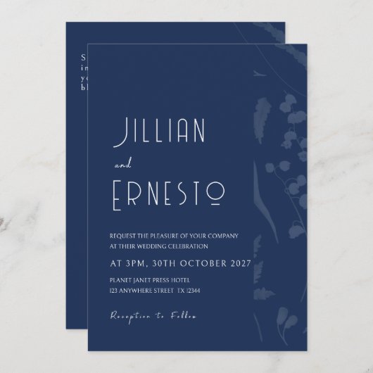 Lelie van Vallei | Deep Blue Solid met vervaagde r Kaart (Voorkant / Achterkant)