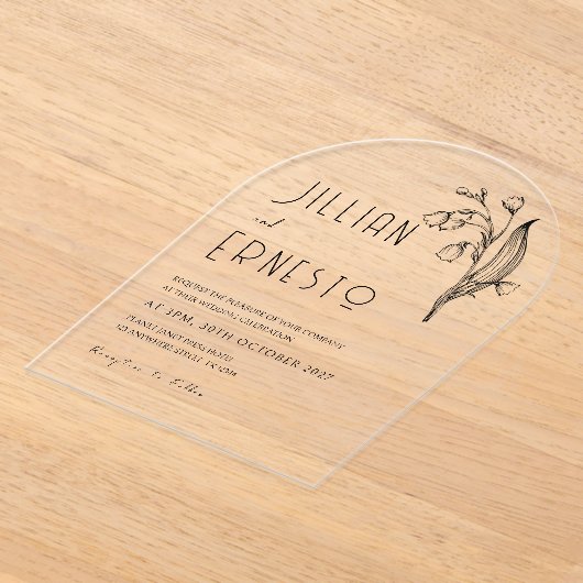 Lelie van Vallei | Geen kleur verwijderbaar Illus  Acryl Uitnodigingen (Laagn)