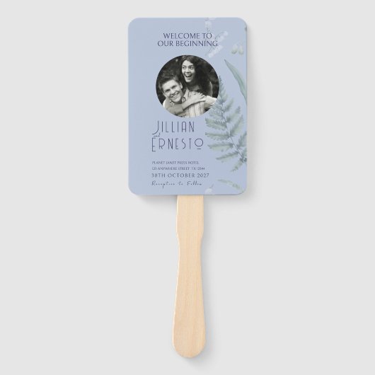 Lelie van Vallei | Lichtblauw met fotoprogramma Handwaaier (Voorkant)