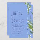 Lelie van Vallei | Lichtblauwe vaste stof met rand Kaart (Voorkant / Achterkant)