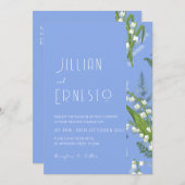 Lelie van Vallei | Lichtblauwe vaste stof met witt Kaart (Voorkant / Achterkant)