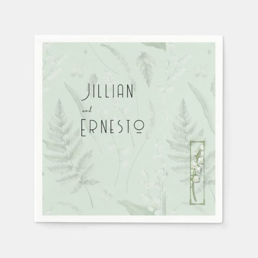 Lelie van Vallei | Sage Green met illustratie Servet (Voorkant)