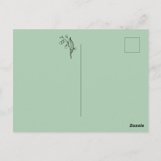 Lelie van Vallei | Sage Green Sla de datum op Briefkaart (Achterkant)