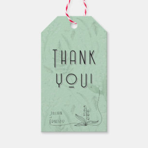 Lelie van Vallei   Zacht Groen Dank U met graphics Cadeaulabel
