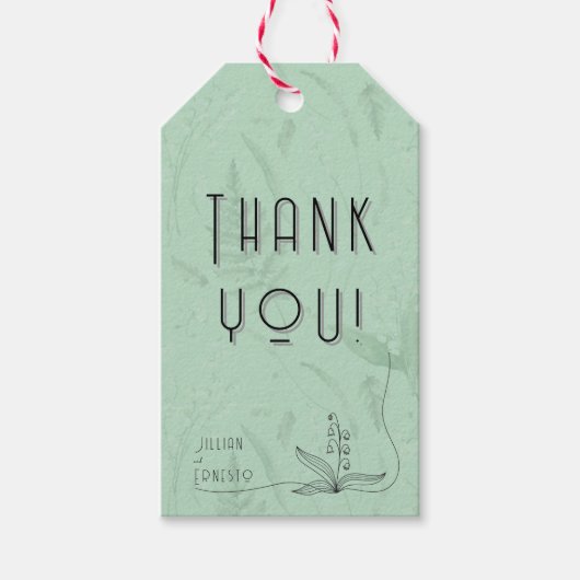 Lelie van Vallei | Zacht Groen Dank U met graphics Cadeaulabel (Voorkant)