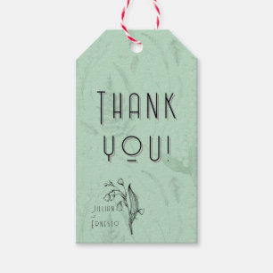 Lelie van Vallei   Zacht Groen Dank U met graphics Cadeaulabel
