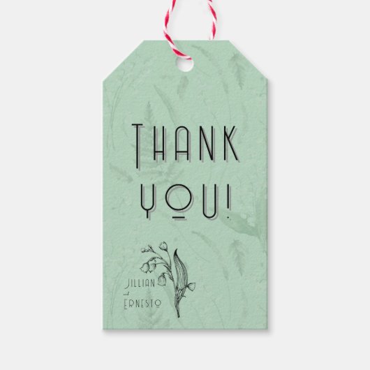 Lelie van Vallei | Zacht Groen Dank U met graphics Cadeaulabel (Voorkant)