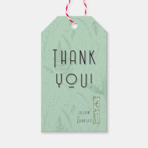 Lelie van Vallei   Zacht Groen Dank U met graphics Cadeaulabel